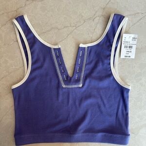 Purple Tank w White Stitching - fitted/cropped NWT (Denny’s Clothing Store)